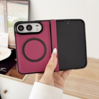 Étui de téléphone portable de luxe en cuir PU antichoc avec anneau magnétique pour iPhone Duo 18 Ultra Fold Cover avec lien à ressort