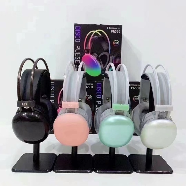 Hot Selling PG580 Wireless Gaming Headphones With RGB LED Lighting High Quality BT5.3 Stereo Gamer Headsets with Mic