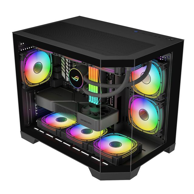 High Quality M-ATX Gaming PC Cases & Tower Computer Case PC Cabinet for Gamer Tempered Glass Side Panel with RGB Fans