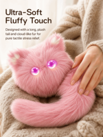 Robot en peluche AI Compagnon émotionnel, chat moelleux aux yeux lumineux colorés, avec fonction de chat vocal, jouet pour enfants pour l'heure du coucher, vente en gros