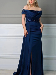 Falda Larga Plisada de Cintura Alta, Elegante, Roja, con Hombros Descubiertos, Cómoda, Talla Grande, al por Mayor, 2026 - Product Image 5