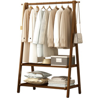 Porte-manteau pliant moderne en bambou massif, cintre sur pied épaissi au sol, étendoir de balcon, rangement de chapeaux pour chambre à coucher et maison