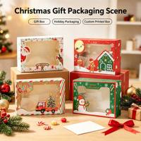 Boîte à fenêtre auto-érectible en carton couché mat recyclable pour pâtisseries de Noël, idéale pour les fêtes