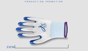 Guantes de Trabajo de Nailon Azul a Precio Económico, Guantes de Seguridad Recubiertos de Nitrilo para Jardín y Palma Aceitera - Product Image 3