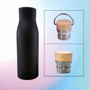 New Design 600ml Carrying Stainless Steel Reusable Drink Water Bottle With Metal Handle <b>Thermos</b> Water Bottles with Bamboo Lid - Product Image 4