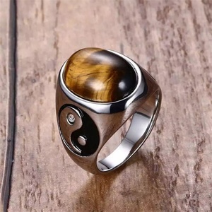 Tarnish Free Stainless Steel tiger Eye Healing Stone Gold Plated <b>Ring</b> <b>for</b> Women <b>Men</b> - Product Image 6