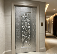 Panneau de porte décoratif en métal gaufré pour maison locative, appartement, entrée de bâtiment, acier laminé PVC