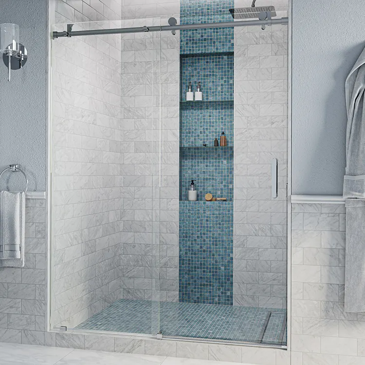 10 mm bathtub frameless single sliding bathroom glass shower doors