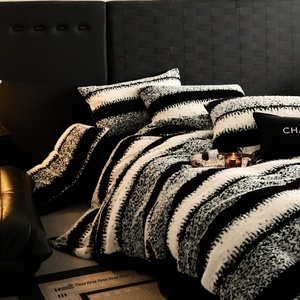 Juego de Ropa de Cama de Invierno de Cuatro Piezas, Lujoso y Cálido, con Sábanas de Franela y Forro Polar Coral, Funda de Edredón Resistente al Agua, Color Sólido - Product Image 2