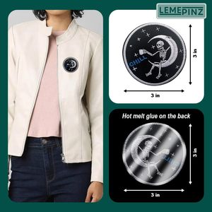 Drunk On The Chill Moon Patch 3 Iron On Or Sew On Embroidery Patch For <b>Bags</b> Clothes <b>Hat</b> Jeans - Product Image 4