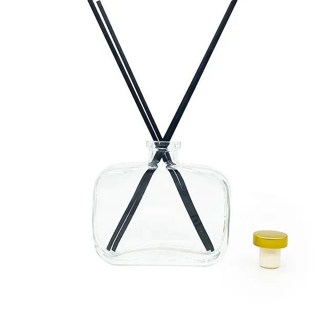Diffuseur de senteurs en verre, bouteille Simple et transparente, forme plate, flacon de 100ml, référence R04