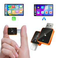 Adaptateur sans fil USB/USB-C mini pour CarPlay et Android Auto, sans latence, avec commande vocale et cartes en ligne pour iPhone