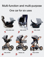 Poussette pour bébé de luxe à haute vue 3 en 1 Landau pour bébé facile à plier adapté aux bébés de 0 à 3 ans