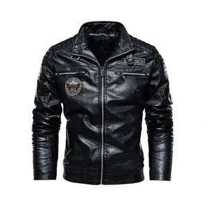 2024 hiver hommes vêtements d'extérieur Cool fermeture éclair poches en cuir manteau moto PU veste