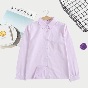 Camisa Branca de Manga Longa Não Transparente para Uniforme Escolar com Lapelas Anguladas - Product Image 2