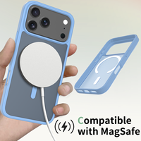 Étui de téléphone magnétique bleu clair durable pour iPhone 17 Pro Max étui antichoc couverture de téléphone portable sensation de peau étui de téléphone portable