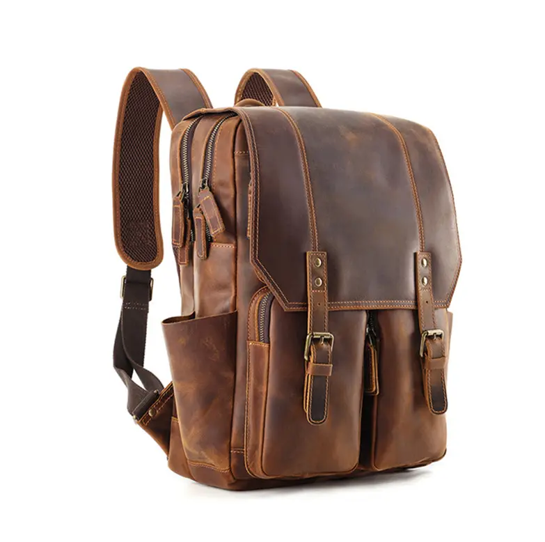 Custom Trendy PU Leather Laptop Backpack Fashion Bag Men Outdoor Backpack for Traveling
