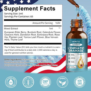 OEM 11 em 1 Drenagem Linfática Orgânica Suplemento Drenagem Linfática Lipossômica Gotas com Raiz de Bardana, Echinacea, Sabugueiro - Product Image 2