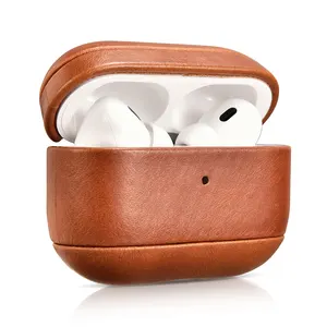 Étui professionnel en cuir véritable pour écouteurs Airpods Pro 2, fabrication en gros