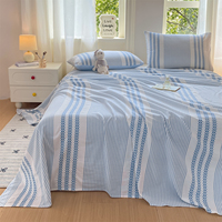 Parures de draps jacquard 100 % coton à motifs variés, faible MOQ, drap plat et drap-housse à carreaux et rayures