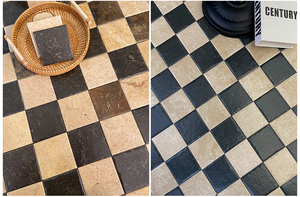 <span class=keywords><strong>Azulejo</strong></span> de pared de porcelana antideslizante de 98.5x98.5mm con patrón de <span class=keywords><strong>piedra</strong></span> negra y dorada. - Product Image 5