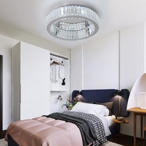 Ons Magazijn Rond Flush Mount Roestvrijstalen Dimbare Grote Kristallen Led Plafondlampen Met Afstandsbediening - Product Image 2