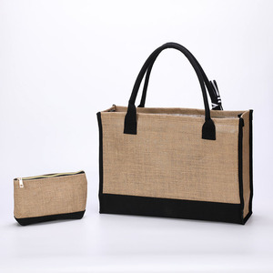 Qetesh <strong>Wholesale</strong> <strong>Jute</strong> <strong>Tote</strong> <strong>Bag</strong> Custom Logo Fashion Large Capacity Portable Outdoor Design Shopping <strong>Bag</strong> Set for Women - Product Image 5