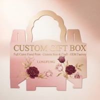 Boîte cadeau en papier avec impression rose couleur pleine, poignée découpée, logo personnalisé, finition mate haut de gamme, boîte à dragées pour mariage