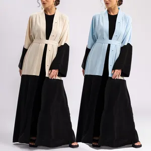 islam clothing manufacturer 2024 new luxury cotton robe dubai ramadan Open abaya women muslim dress for ladies