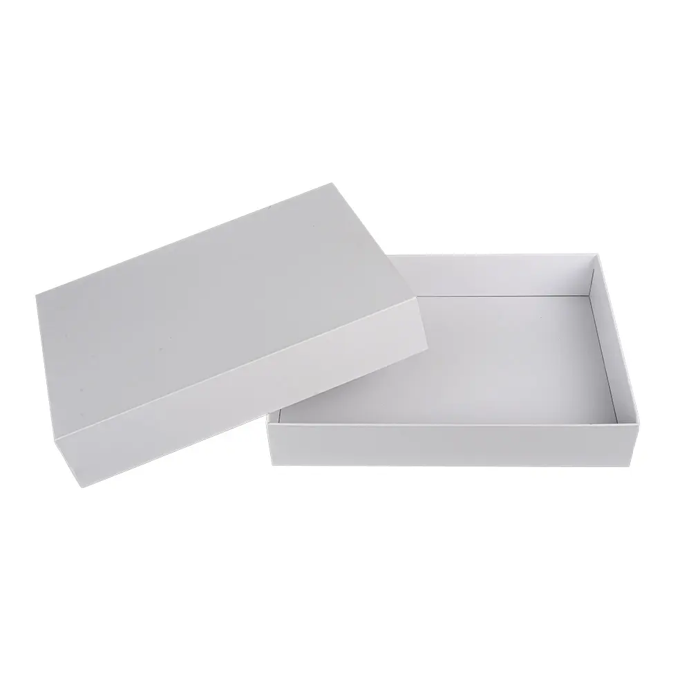 Luxe Aangepaste Logo Cadeau Witte Stijve Harde Doos Kartonnen Verpakking Verwijderbare Deksel Doos Met Hals Papieren Dozen