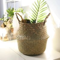 Sac de rangement suspendu pliable en bambou tressé color block, écologique, pour chaussures et outils, fleurs artificielles, maison et jardin