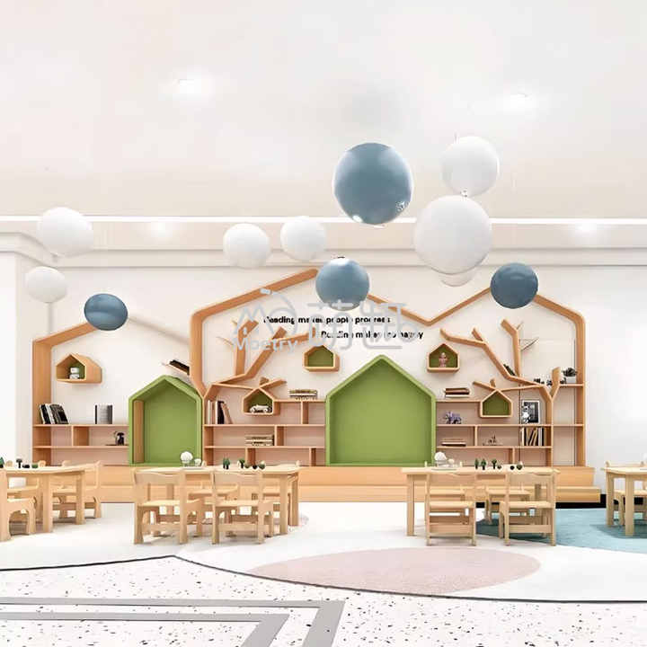 Moetry Kindergarten Modern Reading Room Design Preschool Library Wooden ...