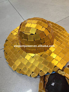 Traje de espejo personalizado para mujer, dorado y plateado, sexy, para baile GOGO, disfraz de espectáculo con sombrero de copa para adulto - Product Image 5