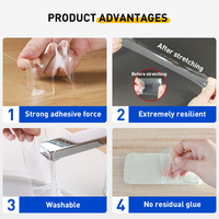 Cinta Adhesiva Nano de Doble Cara de Alta Adhesión con Ganchos Sin Residuos, Cinta Adhesiva Acrílica de Doble Cara, Transparente, Impermeable