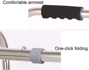 Factory Supply Idosos Walker Altura Ajustável Dobrável Walker Aço Inoxidável para os Deficientes Mobilidade Walking Aid - Product Image 4