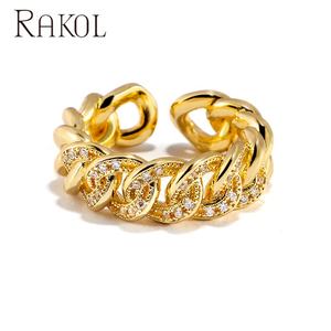 Rakol แหวนแฟชั่นฮิปฮอป RP2163ทำจากทองแดงอัลลอยชุบทองแท้สำหรับทุกเพศ - Product Image 1