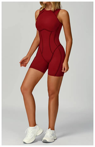Trajes deportivos personalizados reciclados, ropa deportiva, monos con espalda hermosa y líneas tridimensionales, trajes de yoga lisos de una pieza con aberturas. - Product Image 4