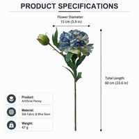 Bunga Peony Buatan Grosir 2 Kepala 55-62cm Gaya Cina Peony Sutra Tangkai Tunggal Peony Luoyang Palsu Dekorasi Pernikahan Rumah
