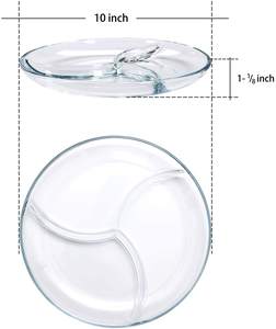 Plateaux de service ronds en <span class=keywords><strong>verre</strong></span> <span class=keywords><strong>trempé</strong></span>, 3 sections, 10 pouces de diamètre, ensemble de 2 - Product Image 6