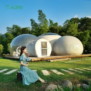 奥宇户外派对双隧道定制大型浪漫透明充气草坪帐篷圆顶透明泡泡帐篷出售