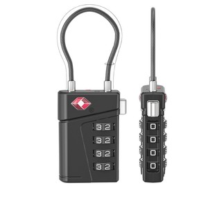 Cadenas à combinaison TSA-545 en alliage de zinc avec fil de 3 mm et indicateur lumineux rouge, approuvé pour l'usage douanier - Product Image 1