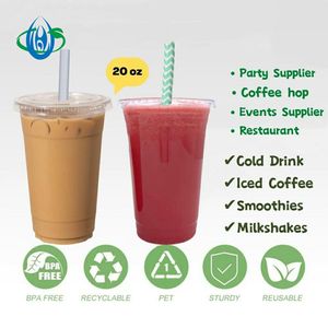 20 24 32oz tazze usa e getta stampate personalizzate Ice Coffee Water Wine Beer Milkshake Glasses Clear Pp Pet Plastic Beverage Boba Tea - Product Image 3