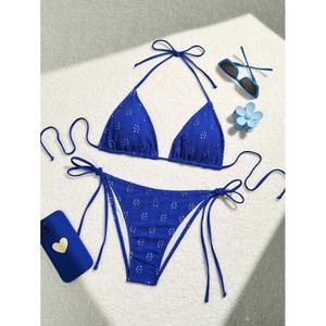 Bikini de mujer madura con cuello en V y cordones, estampado floral, de cintura alta, dos piezas, venta al por mayor - Product Image 6