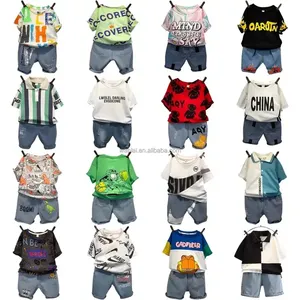 2024 children's short sleeve set pure cotton men's and women's shorts sports home outfit summer wholesale