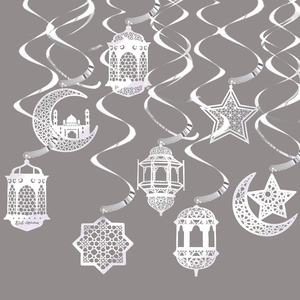 Guirlande suspendue pour l'Aïd avec des motifs d'étoiles et <span class=keywords><strong>de</strong></span> croissants <span class=keywords><strong>de</strong></span> lune du Ramadan, guirlande festive pour la décoration <span class=keywords><strong>de</strong></span> la maison, des murs, des portes et des fenêtres - Product Image 3