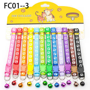 <span class=keywords><strong>Collar</strong></span> de colección de collares para mascotas con estampado de pata, paquete de 12 colores múltiples para perros, <span class=keywords><strong>Collar</strong></span> de gato con campanas - Product Image 1