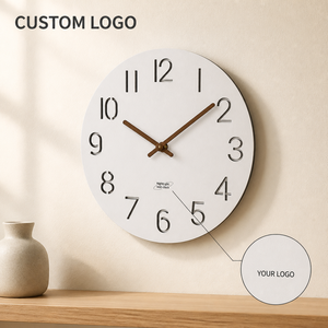 <span class=keywords><strong>Reloj</strong></span> de <span class=keywords><strong>Pared</strong></span> Moderno, Simple, <span class=keywords><strong>Blanco</strong></span>, Silencioso, de Madera, con Luz LED, <span class=keywords><strong>Reloj</strong></span> Redondo de Lujo de MDF para Decoración de Sala de Estar, Logotipo Personalizado - Product Image 3