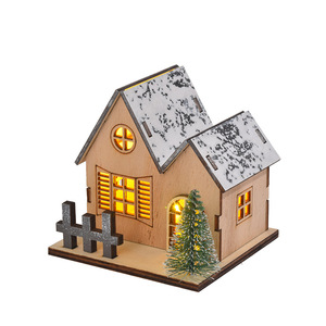 CJH cabina luminosa LED in legno ornamento di natale inciso natale decorazione del Desktop intagliato ornamento della casa per le festività natalizie - Product Image 6
