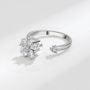Bague rotative en zircon cubique taille poire, motif floral, ajustable, ouverte, bijou cadeau d'amour pour petite amie - Product Image 5