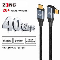 Cable USB 4 USB-C de 40 Gbps y 240 W PD 8K/60 Hz, Trenzado de Aleación de Aluminio, Compatible con Thunderbolt 3/4 para Laptop, Monitor y VR